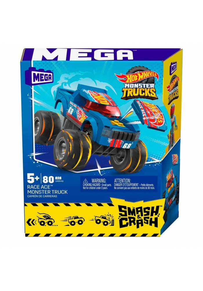 HMM49 MEGA™ Hot Wheels® Smash & Crash Race Ace™ Monster Truck 80 parça +5 yaş
