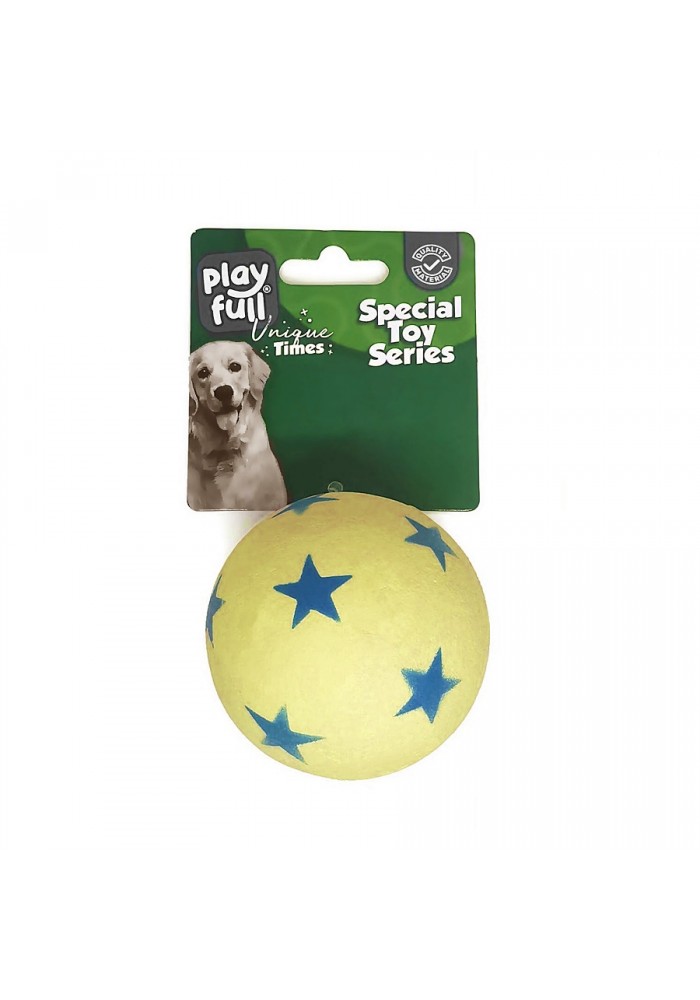 Playfull Zıplayan Köpek Oyun Topu 6,3 Cm Sarı Yıldız Desenli