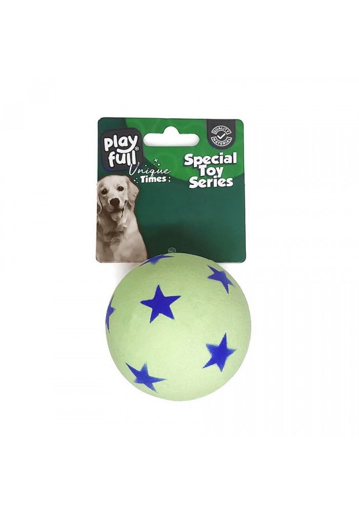 Playfull Zıplayan Köpek Oyun Topu 6,3 Cm Yeşil Yıldız Desenli