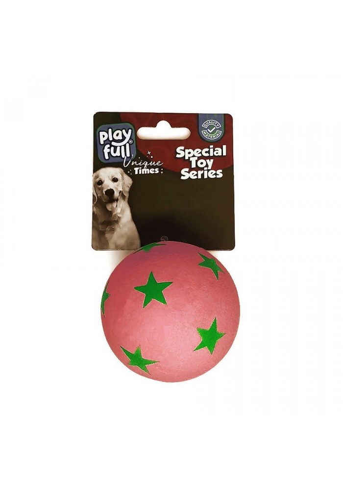 Playfull Zıplayan Köpek Oyun Topu 6,3 Cm Kırmızı Yıldız Desenli