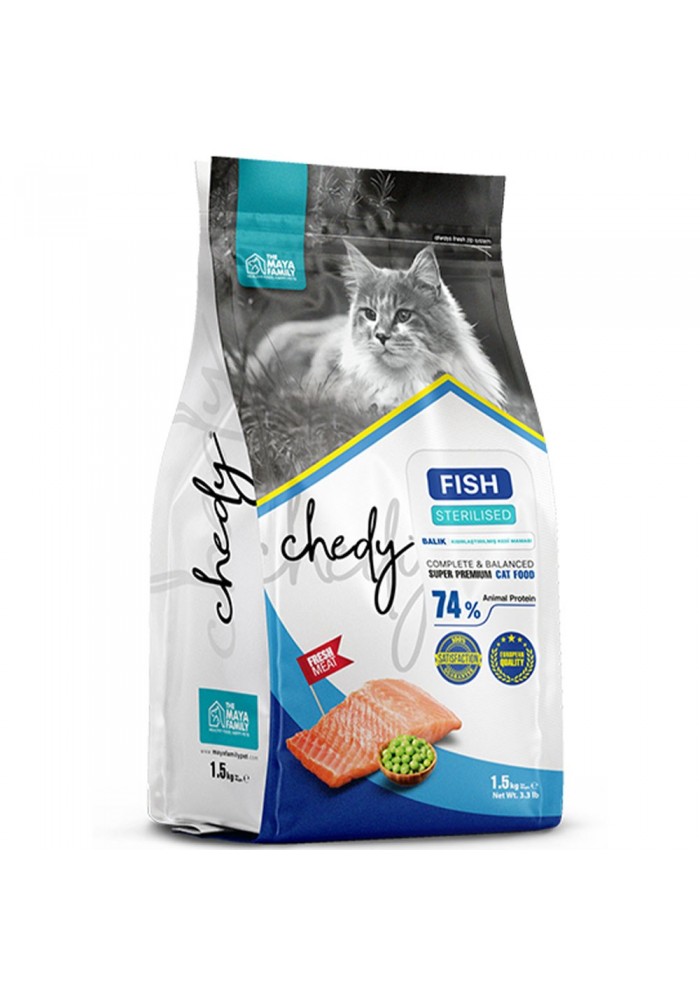 Chedy Super Premium Balık Etli Kısırlaştırılmış Yetişkin Kedi Maması 1.5 Kg