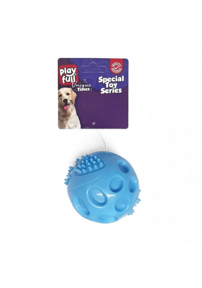 Playfull Plastik Renkli Sesli Top Köpek Oyuncağı 6 Cm Mavi