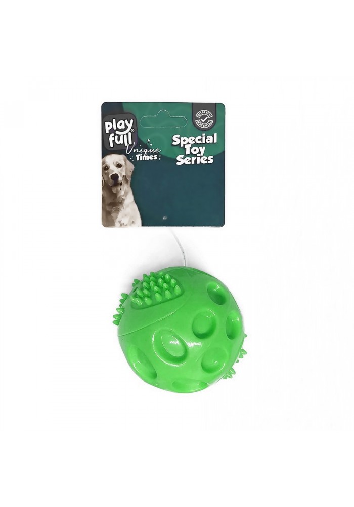 Playfull Plastik Renkli Sesli Top Köpek Oyuncağı 6 Cm Yeşil