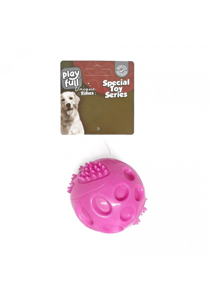 Playfull Plastik Renkli Sesli Top Köpek Oyuncağı 6 Cm Pembe
