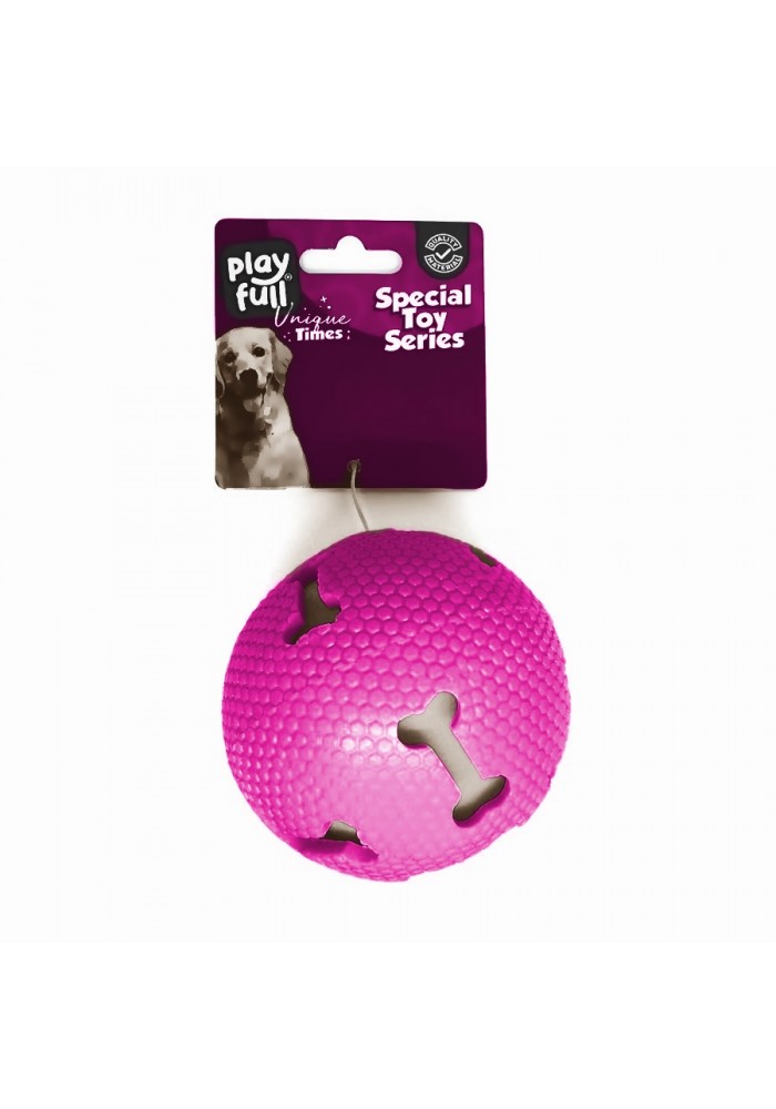 Playfull Sesli Kemik Desenli Plastik Top Köpek Oyuncağı 7,5 Cm Pembe
