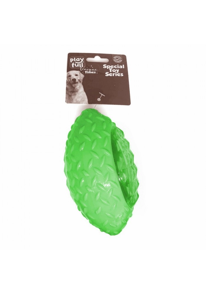Playfull Rugby Topu Şeklinde Işıklı Plastik Köpek Oyuncağı 6x14 Cm Yeşil