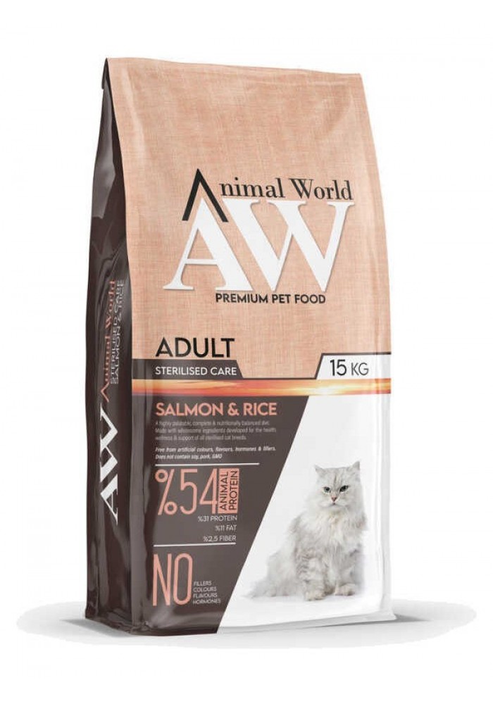 Animal World Sterilised Somonlu Kısırlaştırılmış Kedi Maması 15 KG