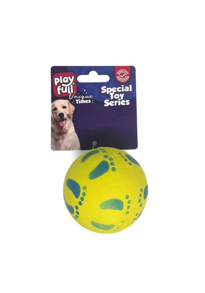 Playfull Zıplayan Köpek Oyun Topu 6,3 Cm Sarı Ayak Desenli