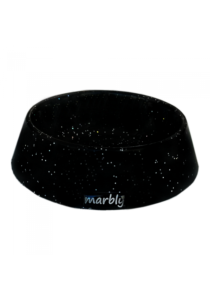 Marbly Siyah Galaxy Mermerit Köpek Mama Su Kabı 700 ml