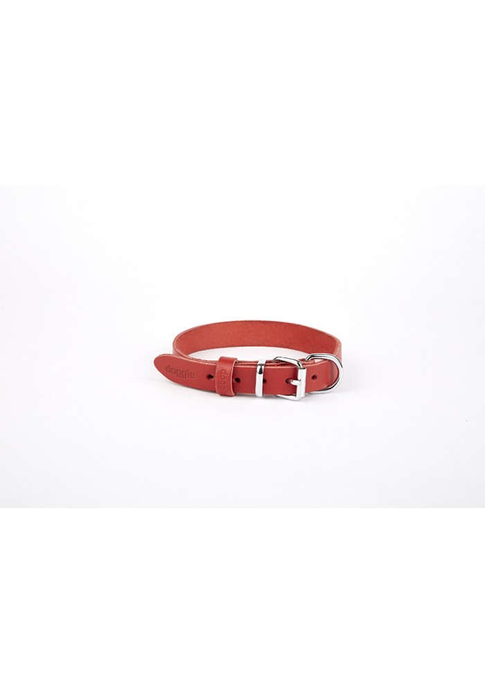 Doggie Deri El Yapımı Köpek Boyun Tasması 2x30-35 cm Kırmızı