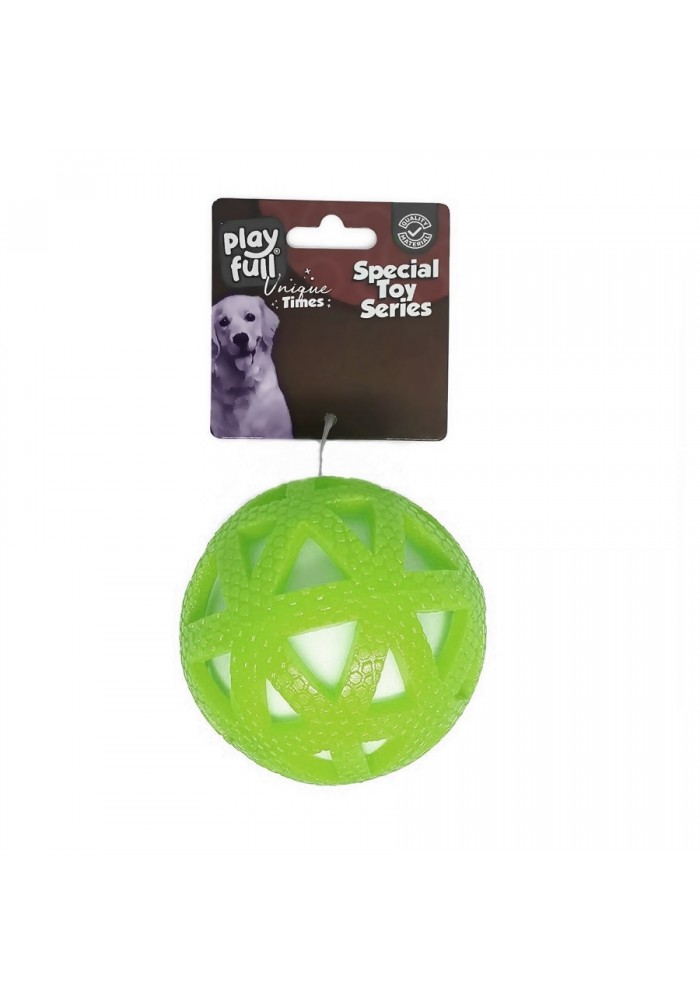 Playfull Işıklı Üçgen Desenli Plastik Top Köpek Oyuncağı 7,5 Cm Yeşil