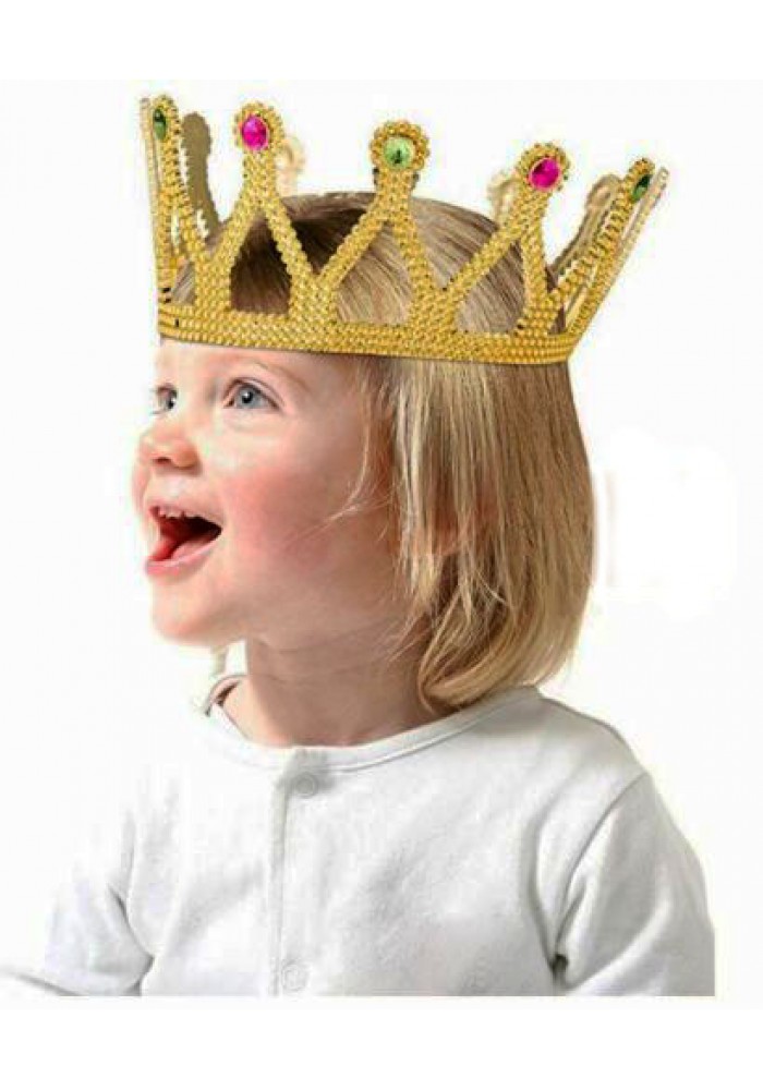 Altın Renk çocuk Ve Yetişkin Uyumlu Kraliçe Tacı Prenses Tacı 8x25 Cm