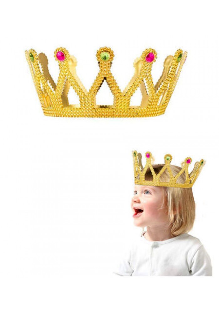 Altın Renk çocuk Ve Yetişkin Uyumlu Kraliçe Tacı Prenses Tacı 8x25 Cm