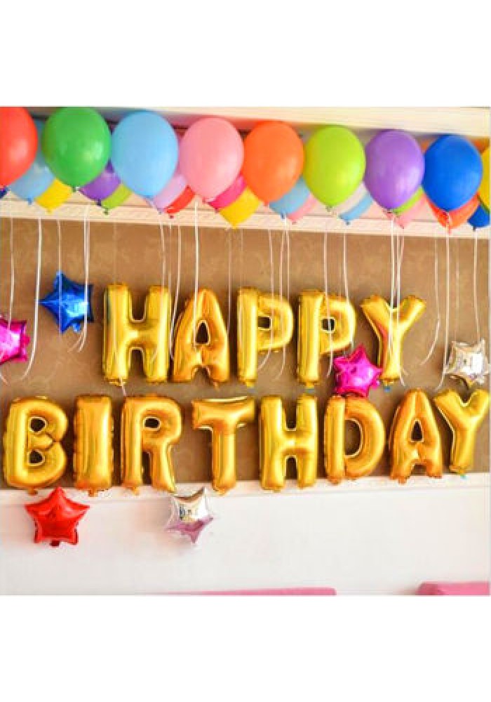 Altın Renk Happy Birthday Folyo Doğum Günü Balonu 35 Cm