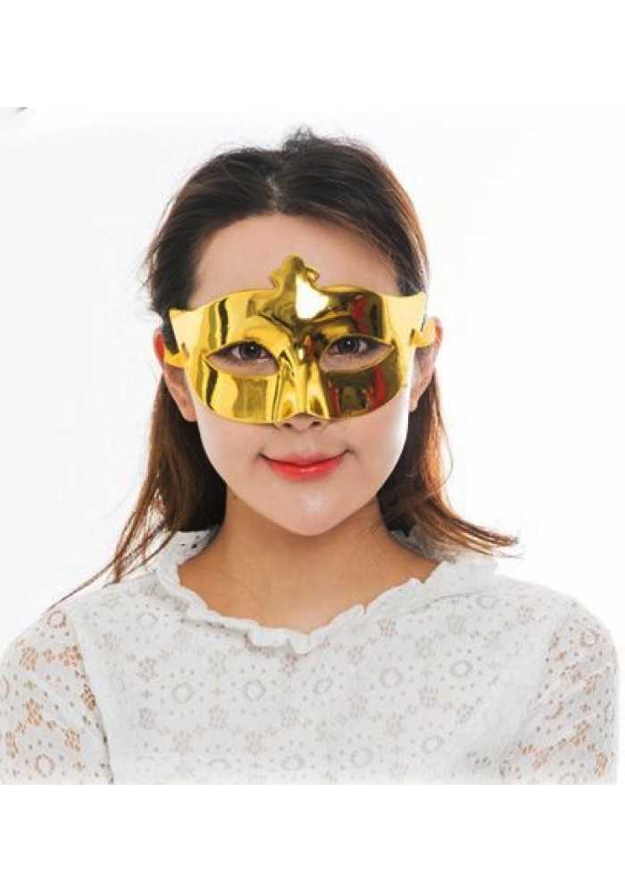 Altın Renk Kostüm Partisi Ekstra Parlak Balo Maskesi 15x10 Cm