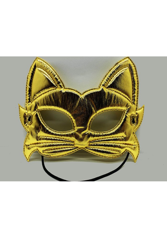 Altın Renk Kumaş Malzemeden Imal Kedi Maskesi 19x15 Cm
