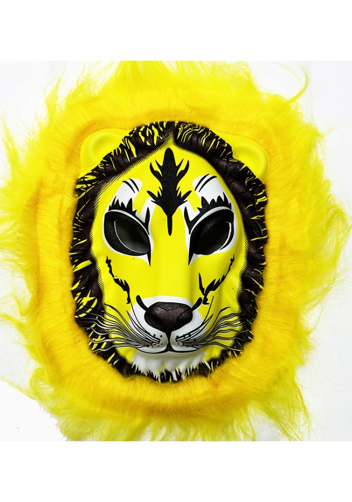 Aslan Maskesi - Kaplan Maskesi Yetişkin çocuk Uyumlu Sarı Yeleli Model 9