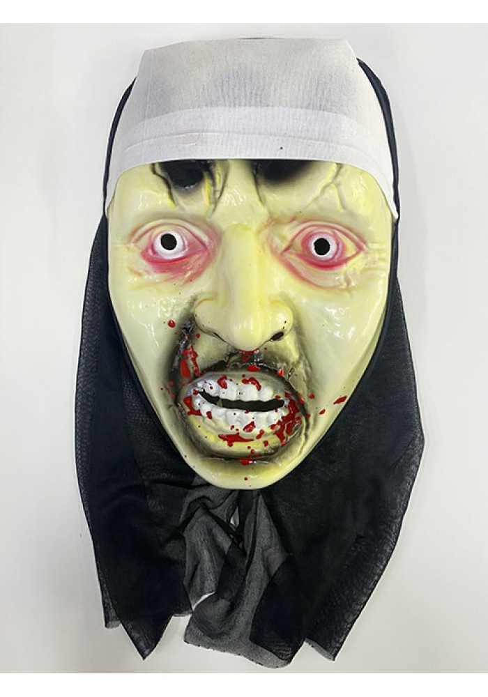 Beyaz Bandajlı Kanlı Siyah Kapşonlu Vampir Maskesi Mumya Maskesi