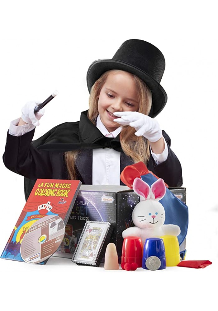 çocuk Boy Siyah Sihirbaz Pelerini Siyah Sihirbaz şapkası Ve 7 Parça Sihirbazlık Oyunları