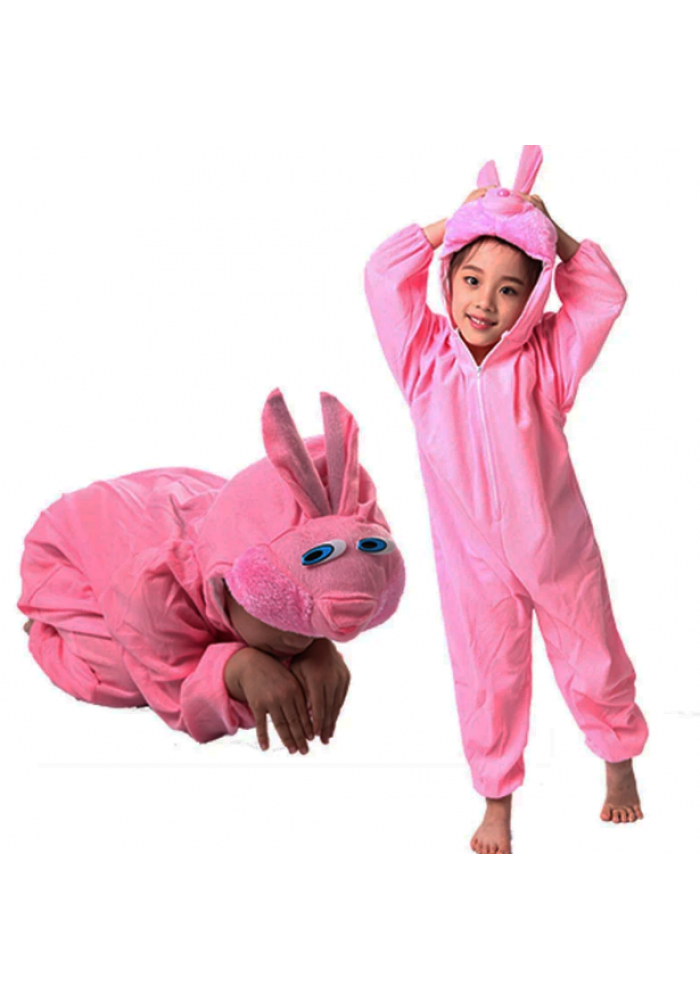 çocuk Tavşan Kostümü Pembe Renk 4-5 Yaş 100 Cm
