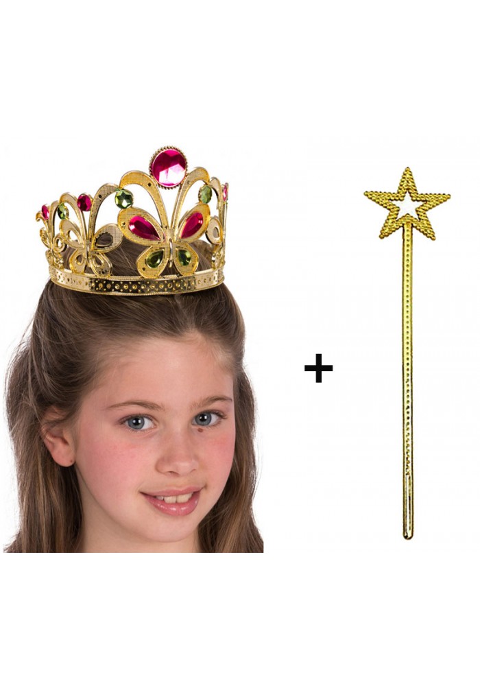 çocuklar Için Kraliçe Tacı - çocuk Prenses Tacı Ve Prenses Sopası Değneği Altın Renk