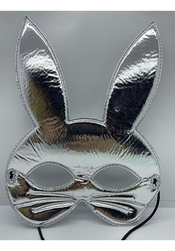 Gümüş Renk Kumaş Malzemeden Imal Tavşan Maskesi 25x17 Cm