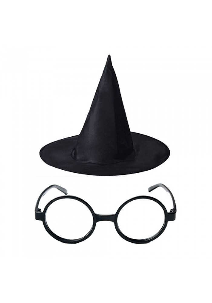 Harry Potter Büyücü şapkası Ve Harry Potter Büyücü Gözlüğü Siyah Renk