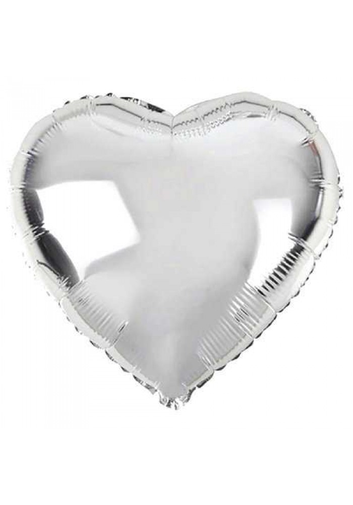 Kalp şekilli Gümüş Renk Toptan Folyo Balon 45 Cm 10 Adet