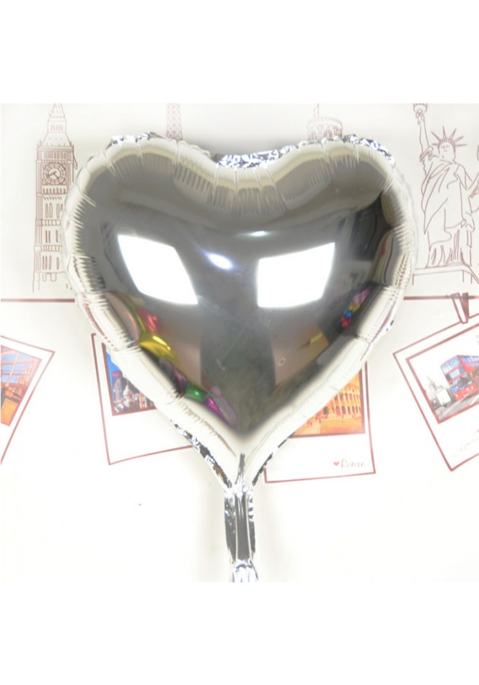 Kalp Uçan Balon Folyo Gümüş 80 Cm 32 Inç
