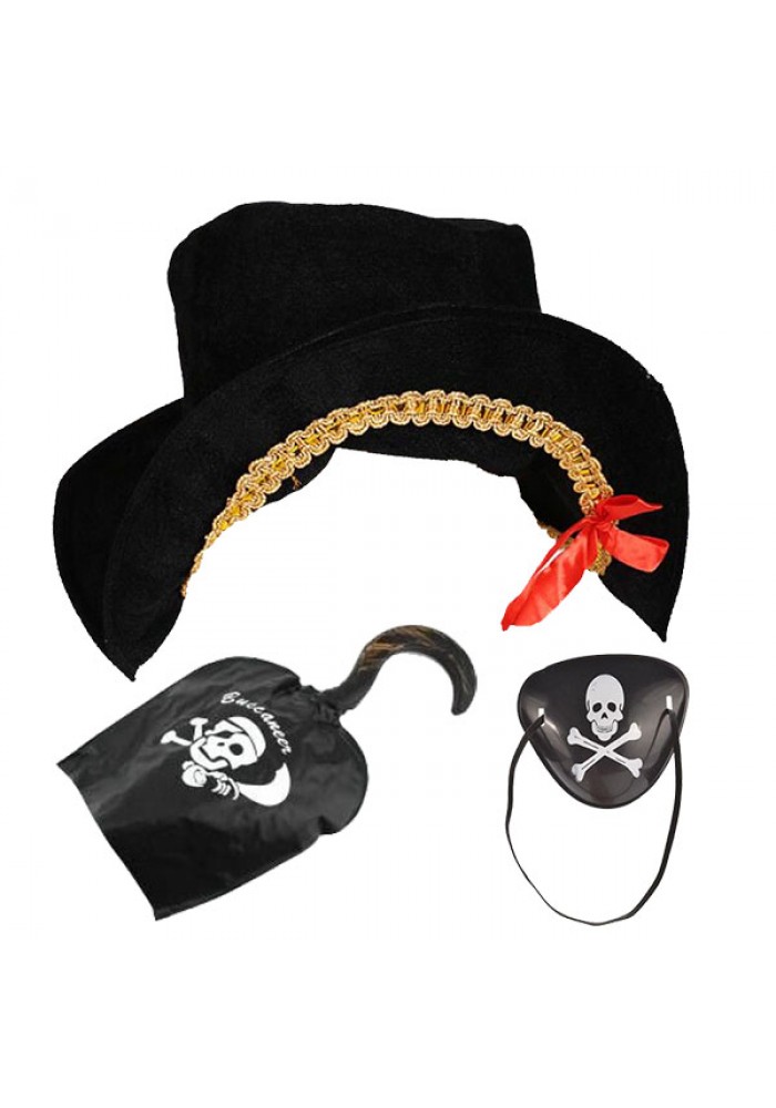 Kaptan Jack Kadife Korsan Gemici şapkası Ve Korsan Göz Bandı Maskesi