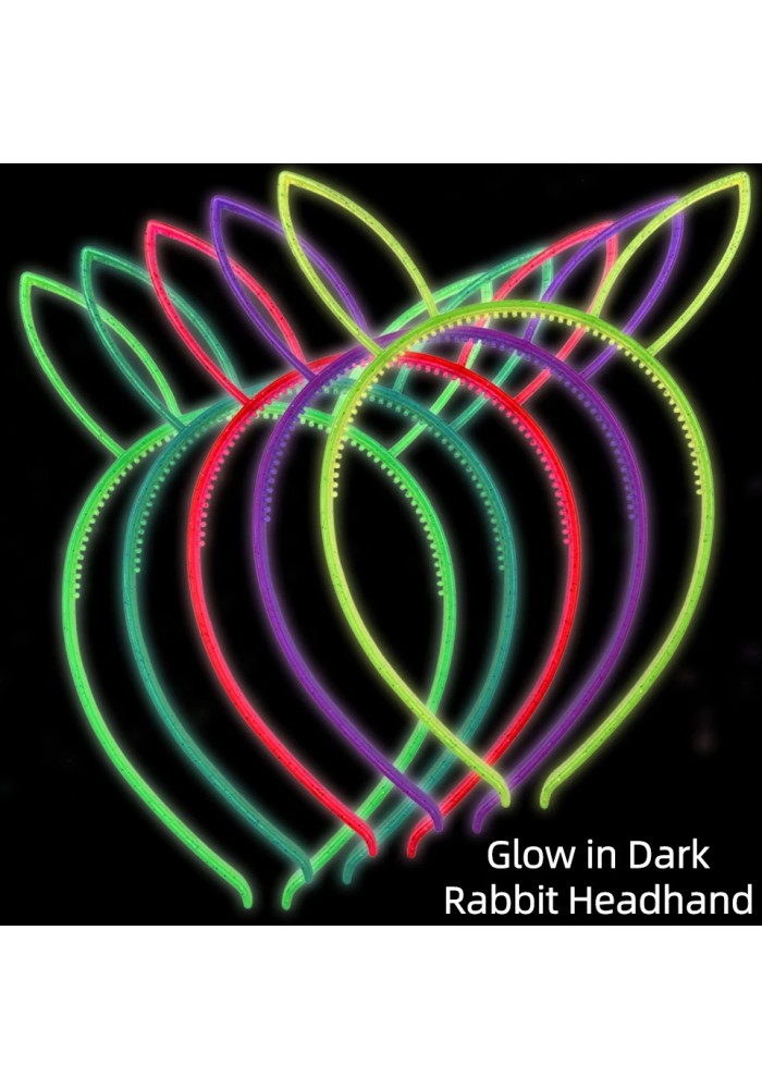 Karanlıkta Yanan Glow Tavşan Kulağı Tavşan Tacı Renkli 6 Adet