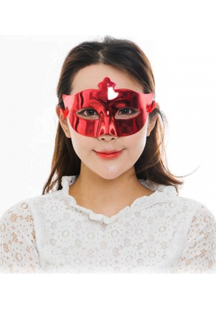 Kırmızı Renk Kostüm Partisi Ekstra Parlak Balo Maskesi 15x10 Cm