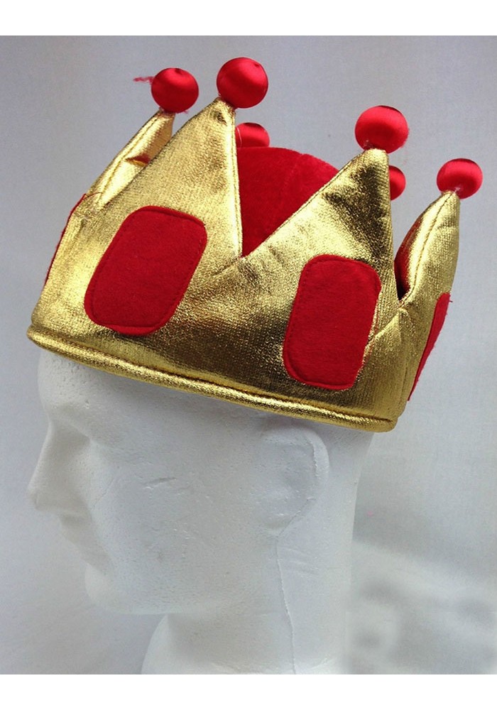 Sarı Renk Kırmızı Ponponlu Kadife Kral şapkası Kraliyet şapkası çocuk Boy