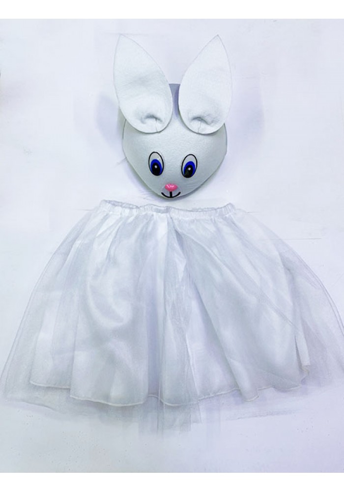 Tavşan Kostümü Beyaz - 23 Nisan Tavşan şapka Ve Tütü Etek Seti 2 Parça