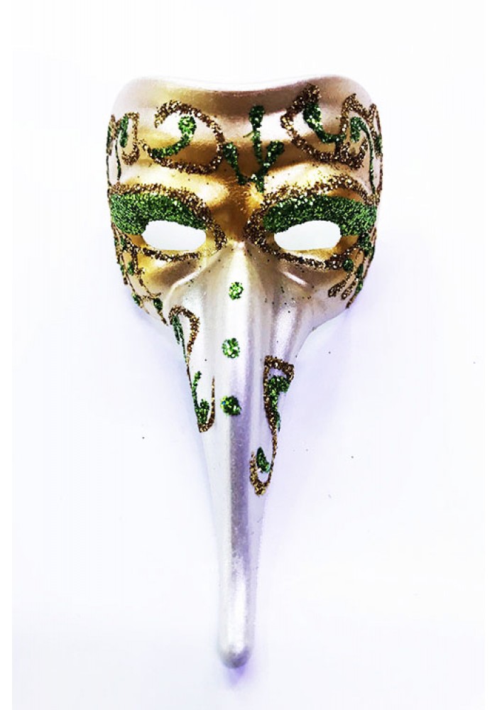 Yeşil Renk Işlemeli Seramik Malzemeden Imal Venedik Uzun Maske Magnet