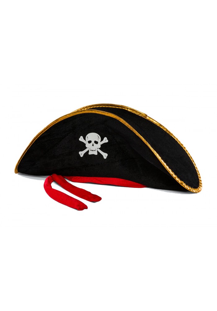 Yetişkin Boy Kadife Jack Sparrow Denizci Korsan şapkası 50x20 Cm