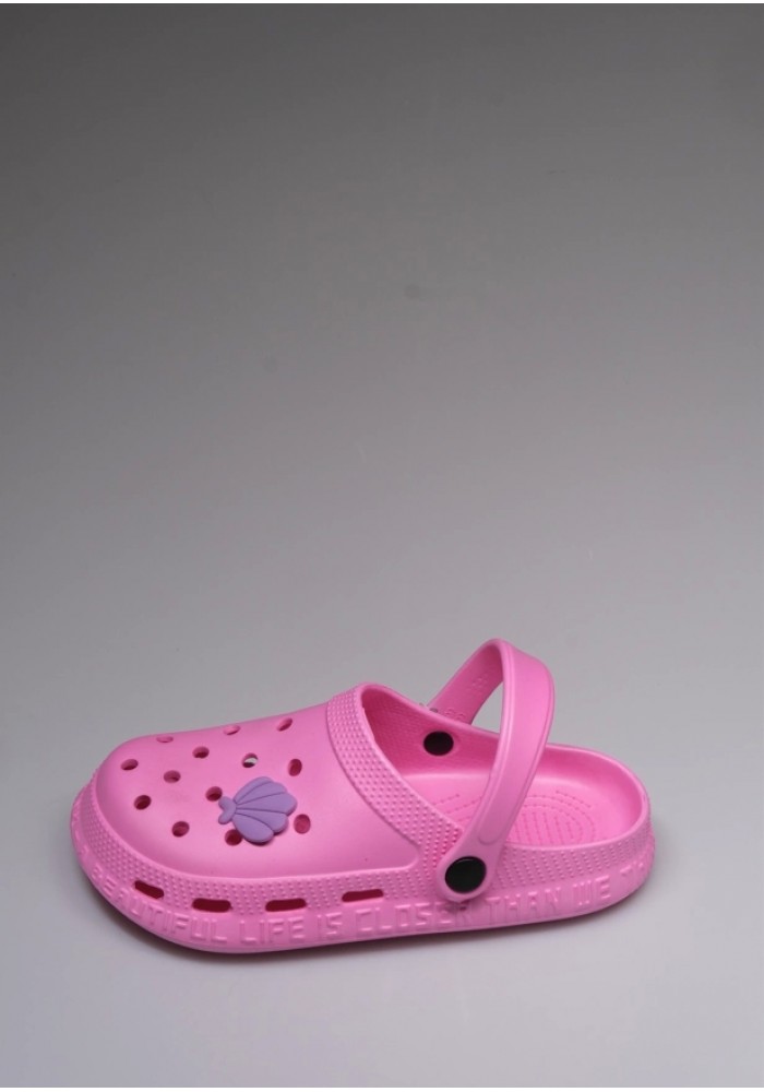 Pembe Kız çocuk Ve Bebek Bantlı Tokalı Rahat Taban Yazılı Sandalet