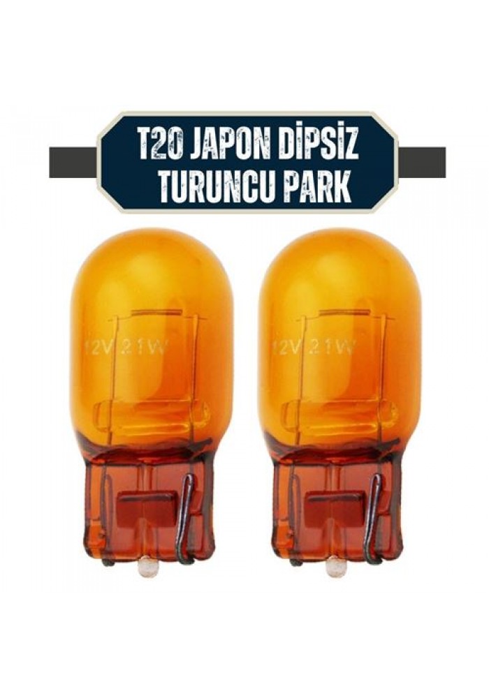 12 ADET T20 Japon Dipsiz Şişman Turuncu Park Ampülü Çift Duylu