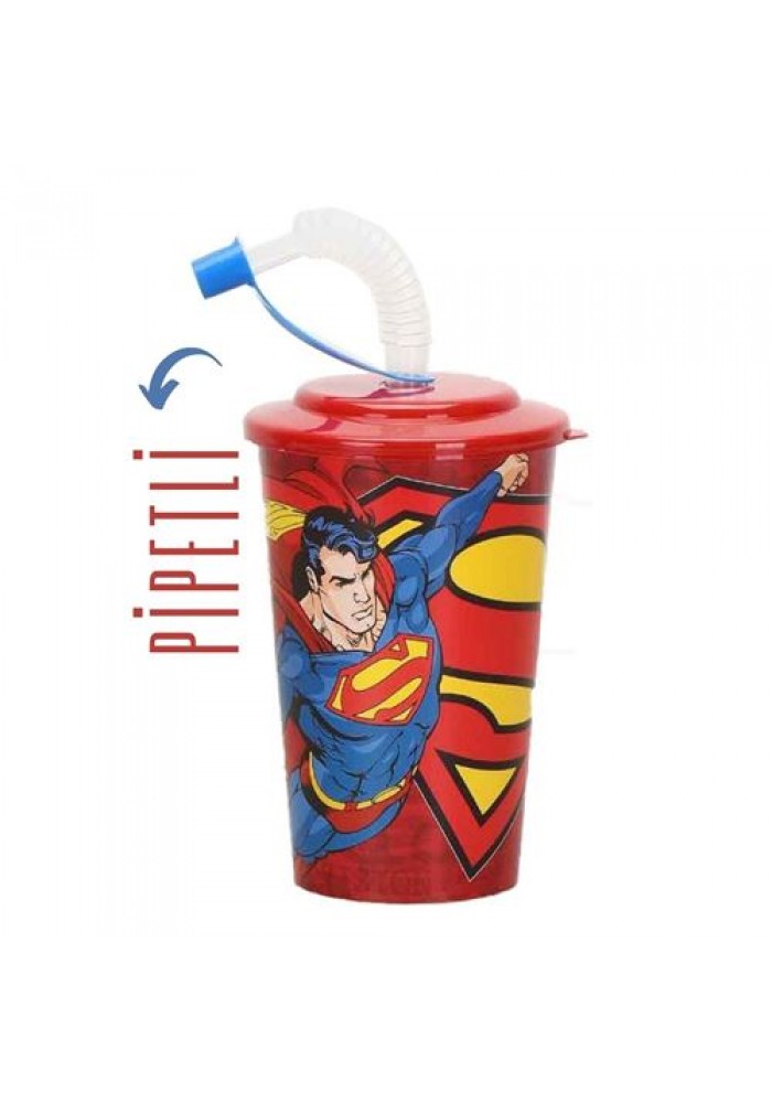 6 ADET Pipetli Superman Lisanlı Çocuk Bardağı