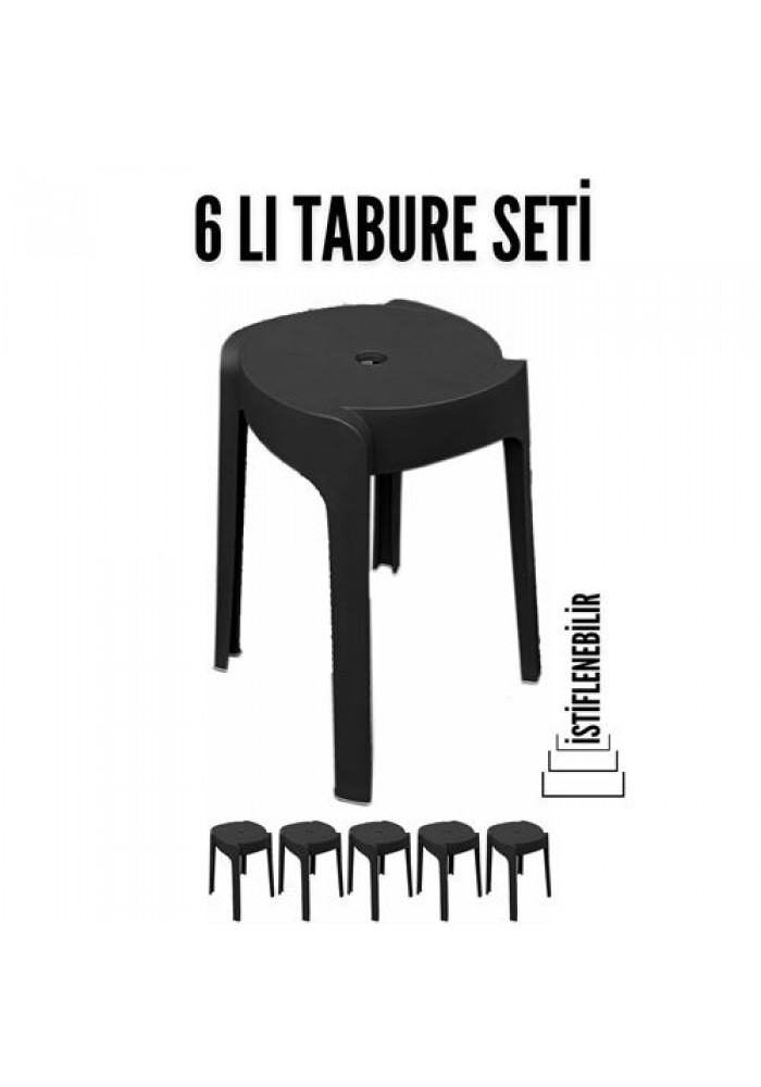 İstiflenebilir 6 lı Tabure I.Bottega Design SİYAH 718504