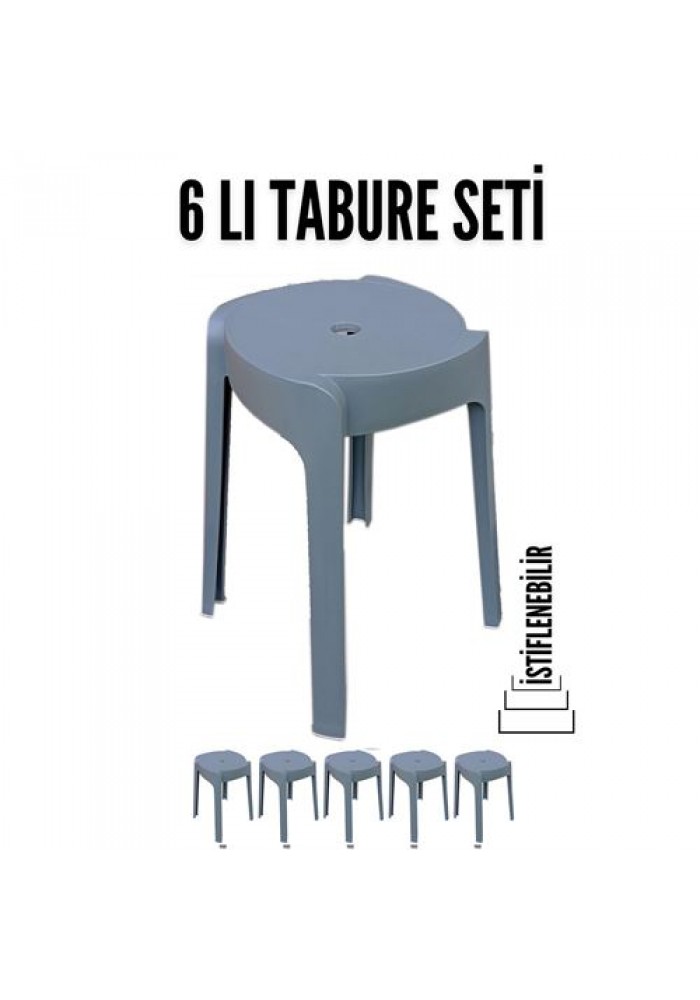 İstiflenebilir 6 lı Tabure I.Bottega Design GRİ 718505