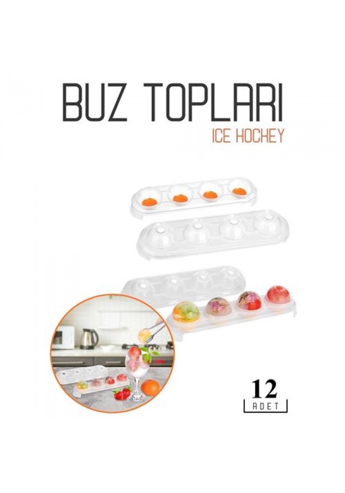 12 ADET 4 lü Buz Topu Kalıbı IceHockey Design 718554
