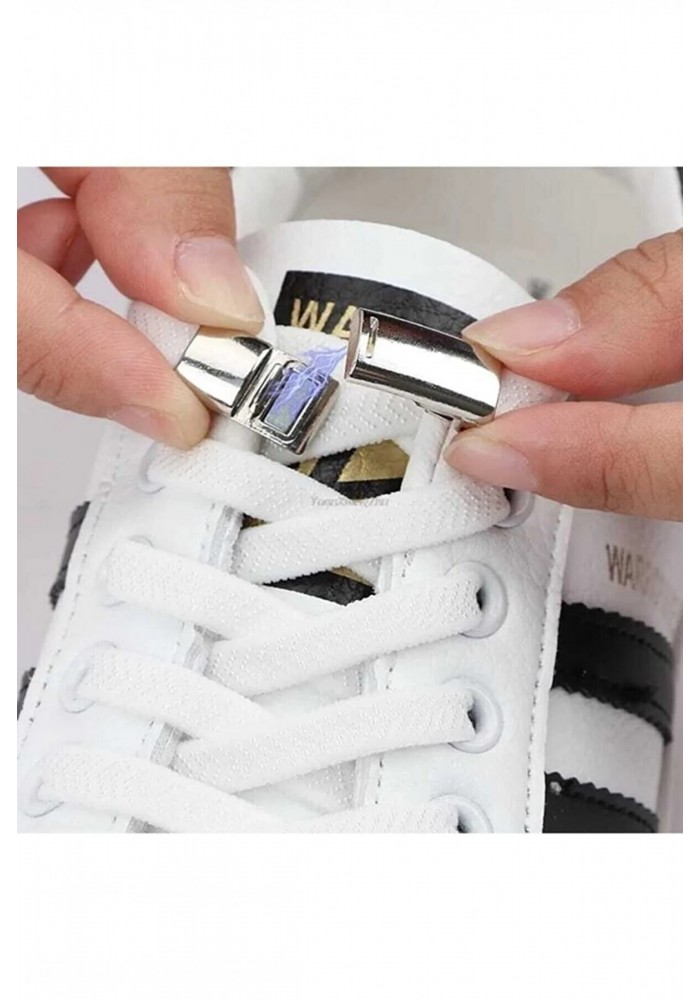 Çocuklar İçin Kolay Kullanımlı Mıknatıslı Ayakkabı Bağcığı Beyaz Renk